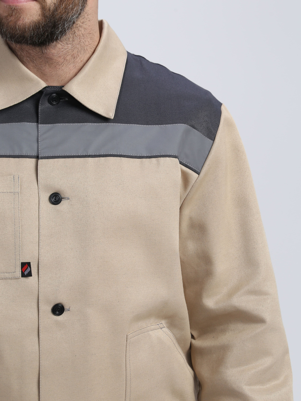 Костюм Лигор-1 СОП (тк.Смесовая,210) брюки, бежевый/т.серый