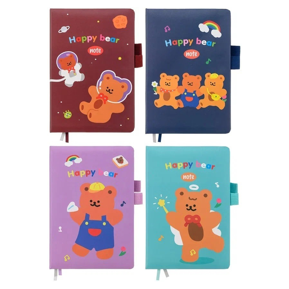 Записная книжка Basir, формат А5, серия "Happy BEAR", цветная обложка, 21*14,3 см, 80 листов, 4 цвета ассорти