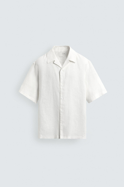 ZARА РУБАШКА RELAXED FIT ИЗ 100% ЛЬНА, БЕЛЫЙ