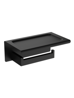 Держатель для туалетной бумаги STWORKI Готланд S13345BK настенный, матовый черный, с полкой