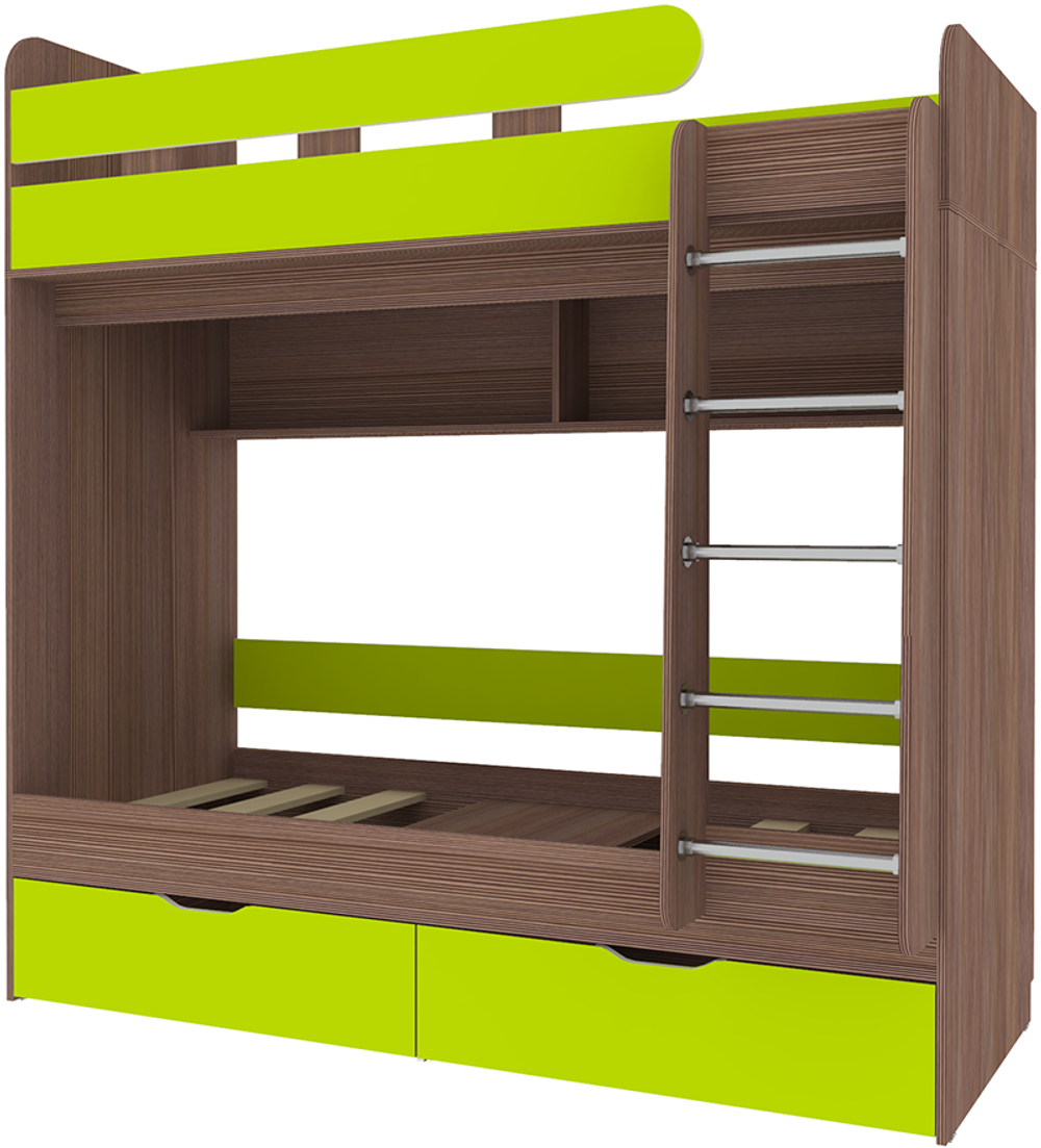 Двухъярусная кровать КарИВи Юниор 5 80x160 Бодего Темный Лайм