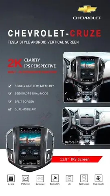 Магнитола для Chevrolet Cruze 2012-2015 - Carmedia ZF-1271-Q6 на Android 11, 8-ядер, 8ГБ-128ГБ, CarPlay, SIM-слот