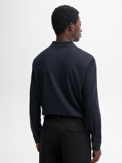 Massimo Dutti Поло из 100% хлопка с длинными рукавами, темно-синий