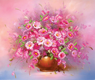 "Розовые анемоны"-4062 ткань с нанесенным рисунком