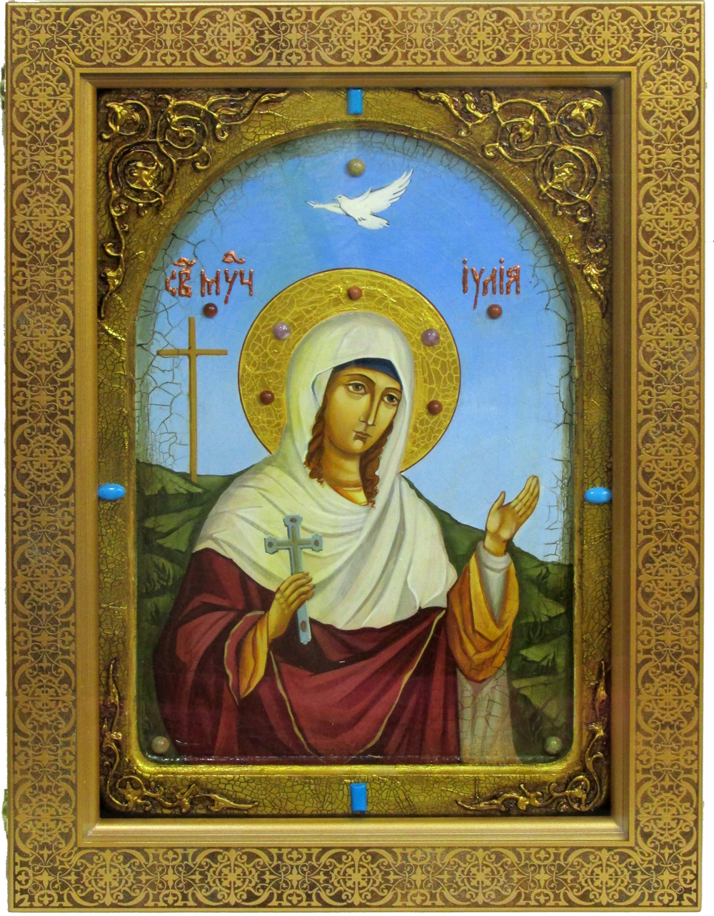 Большая Живописная икона Святая мученица Иулия (Юлия) Карфагенская 42х29см на кипарисе в березовом киоте