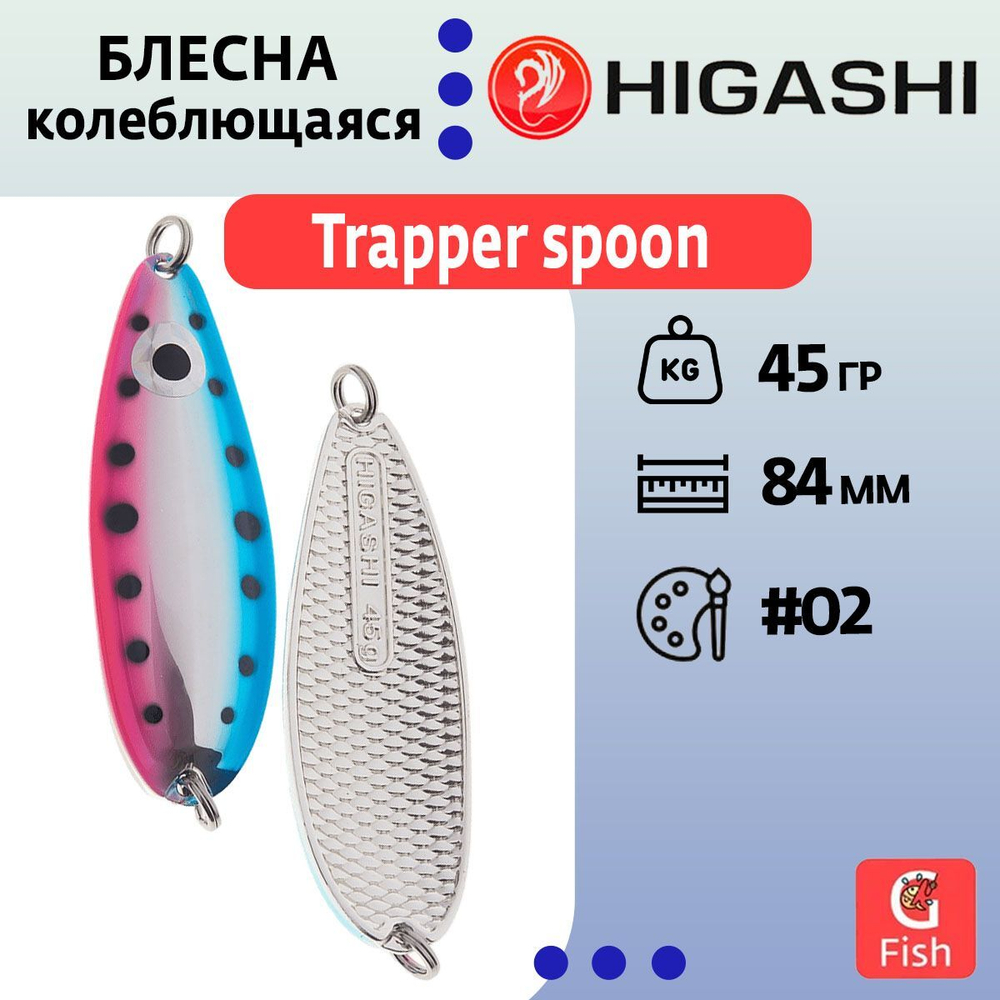 Блесна колеблющаяся HIGASHI Trapper spoon 45g#08