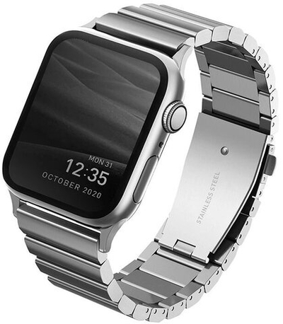 Сменный ремешок Uniq Strova Strap Link Steel для Apple Watch 44/45/46/49мм, Silver (44MM-STRVSIL)