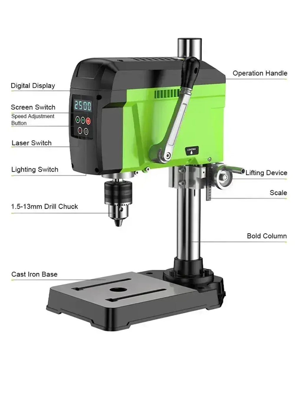 Allsome Станок сверлильный BG-516809, 2500 об/мин, 400 Вт