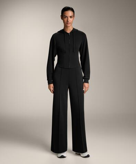 OYSHO Брюки прямого кроя из мягкого со складками, черный