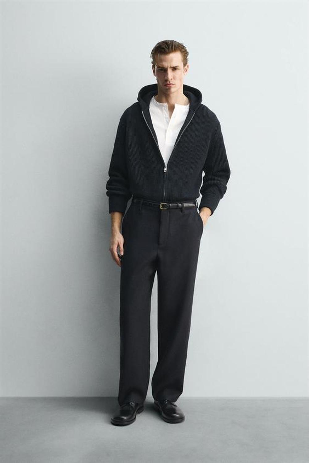 ZARA БРЮКИ STRAIGHT FIT ИЗ 100% ШЕРСТИ — LIMITED EDITION, МОРСКОЙ СИНИЙ