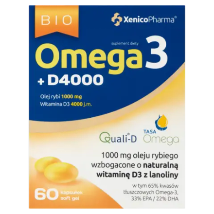 Диетическая добавка Bio Omega3 + D4000, 60 капсул