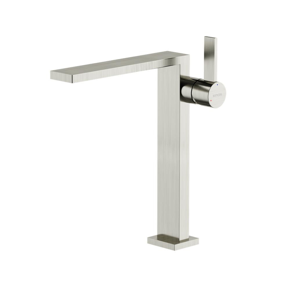 Смеситель для раковины высокий Sancos Linn, брашированный никель, PVD покрытие, SC9020BN