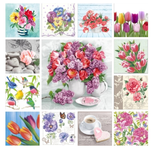 САЛФЕТКИ ЦВЕТЫ АССОРТИ 33*33 12 УП.