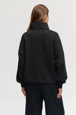 Олимпийка на молнии из премиум футера черного цвета