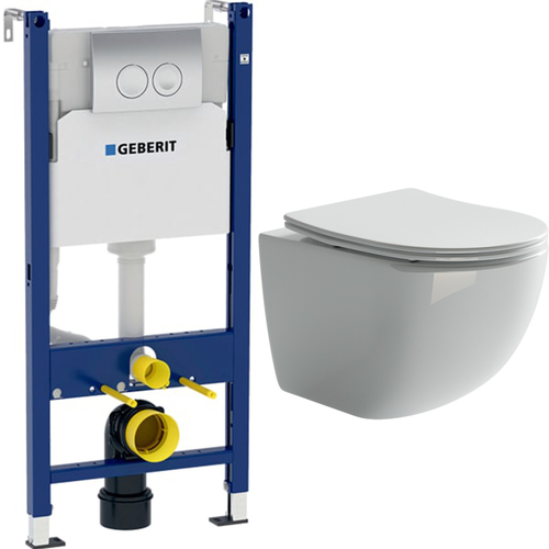 Комплект подвесной безободковый унитаз Ceramica Nova Forma Rimless CN3009 с крышкой-сиденьем + инсталляция Geberit Duofix Delta 458.124.21.1 3 в 1 с кнопкой смыва