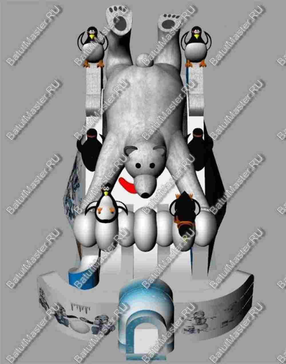 Большой надувной батут-горка "Мишка на севере"