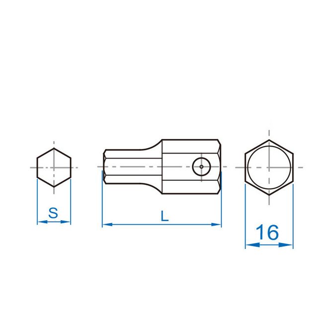 KING TONY (174017H) Вставка (бита) ударная торцевая 16 мм, L = 40 мм, HEX, 17 мм