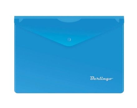 Папка-конверт на кнопке А5, Berlingo, 180мкм, синяя