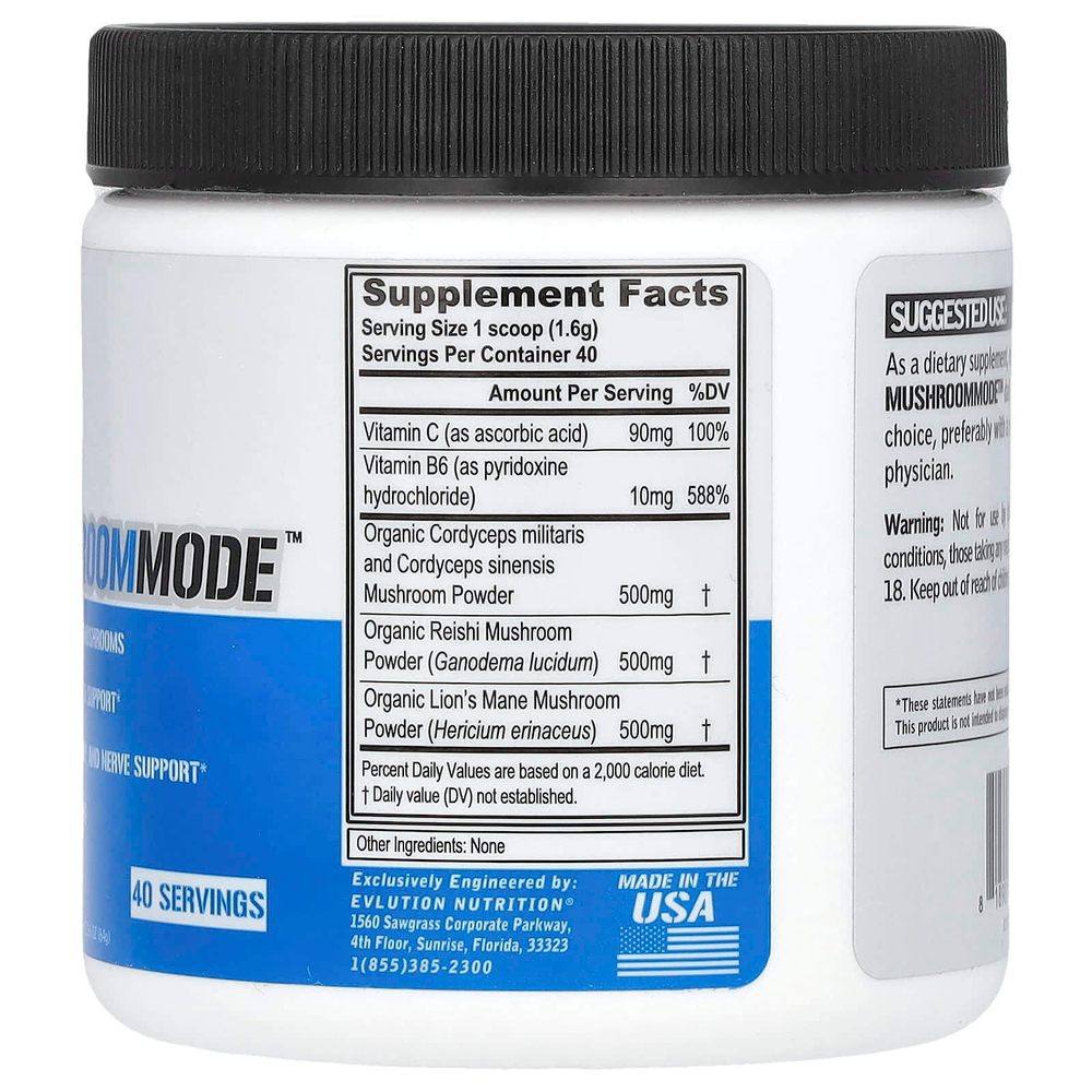 EVLution Nutrition, MushroomMode, грибной продукт, без добавок, 64 г (2,26 унции)