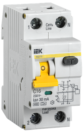 Выключатель автоматический дифференциальный АВДТ-32 1п+N 16А 30мА С(Электронный) (MAD22-5-016-C-30)