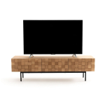 Тумба под телевизор 160 см дизайнерская Лоред с декоративными фасадами из дуба, на металлических ножках в стиле лофт