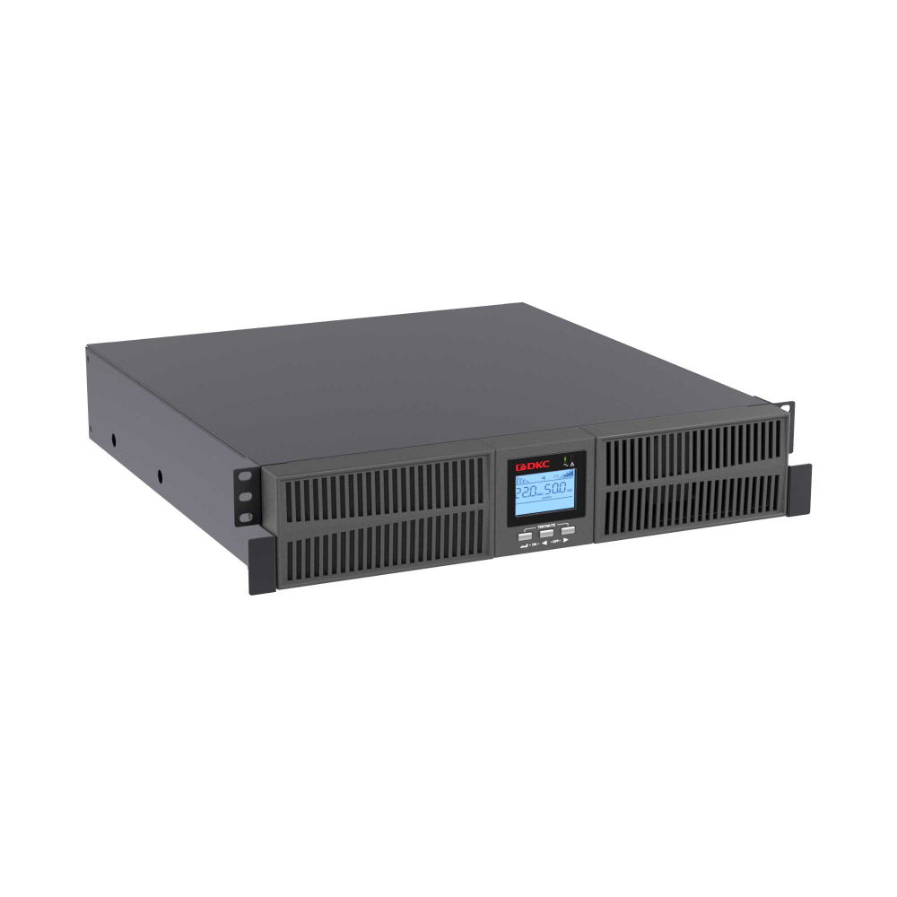 Онлайн ИБП ДКС серии Small Rackmount, 1000 ВА/900 Вт, 1/1, 6xIEC C13,EPO, USB, RS-232, RJ45, Rack 2U, без АКБ, 9Ач