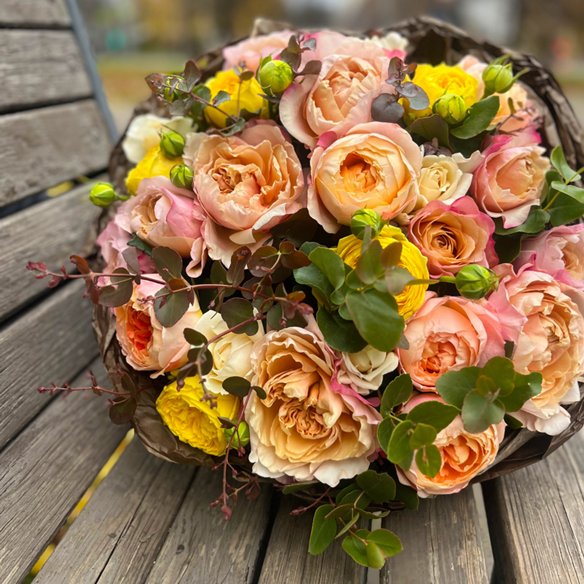 ❤️ Персиковый микс — букет интерьерных садовых роз — в день всех влюблённых у Феи