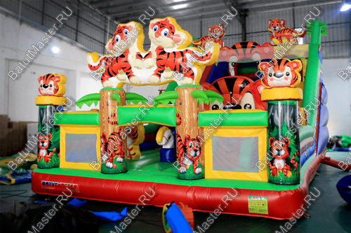 Коммерческий батут "Тигриная страна" с горкой-тоннелем, 10*6*5 м