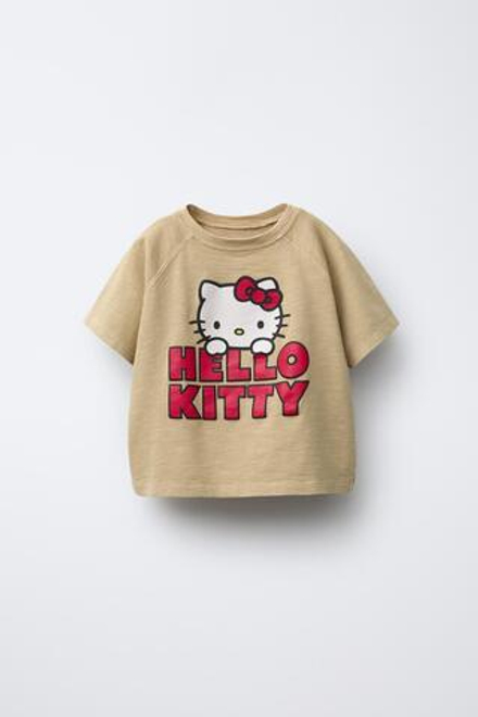 ZARA ФУТБОЛКА С ПРИНТОМ HELLO KITTY ©, ХАКИ