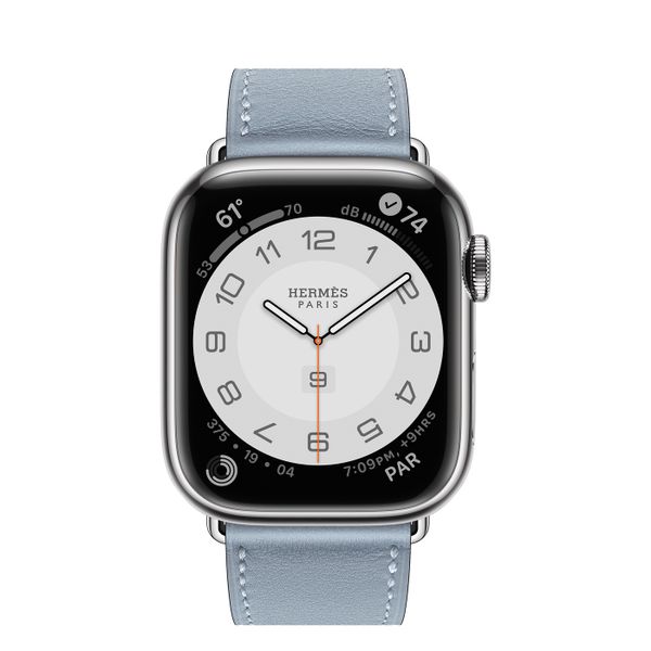 Умные часы Apple Watch Series 7 Hermès GPS + Cellular 41mm Silver Stainless Steel Case with Single Tour (Bleu Lin)