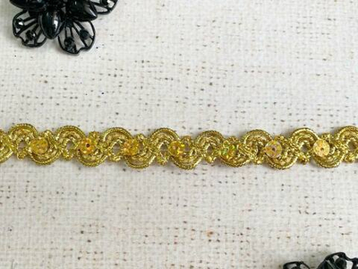 Тесьма люрекс пайетка, ш. 1,5 см, золото