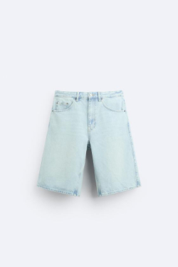 ZARA ДЖИНСОВЫЕ ШОРТЫ BAGGY-FIT, ГОЛУБОЙ