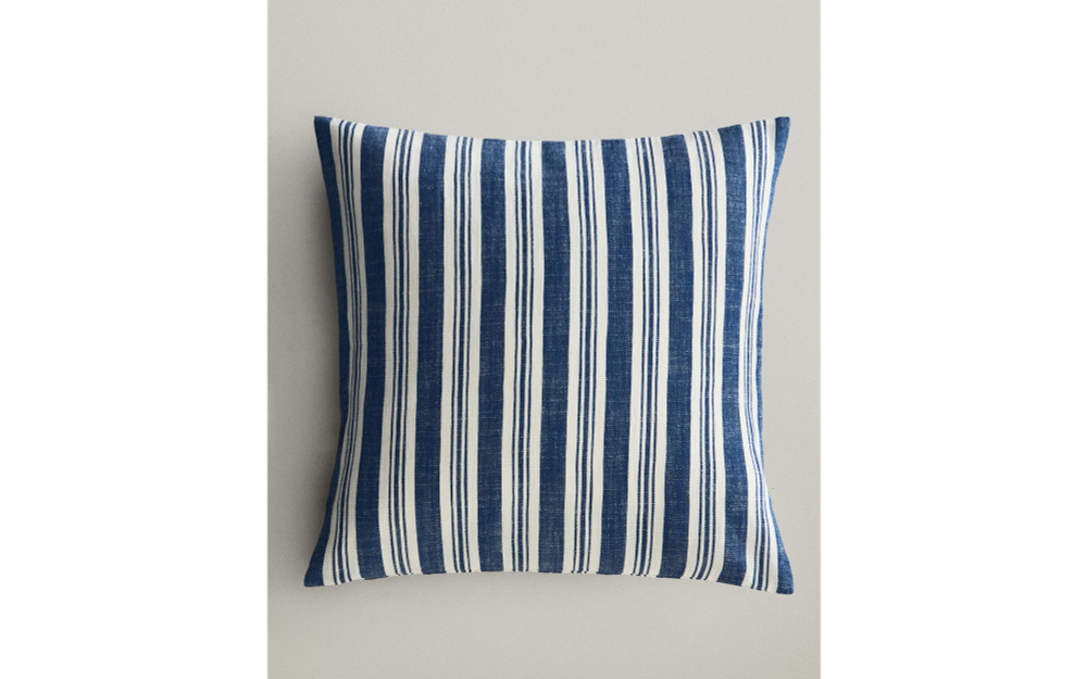 Zara Home наволочка декоративная из хлопка, синий, в полоску, 45x45 см