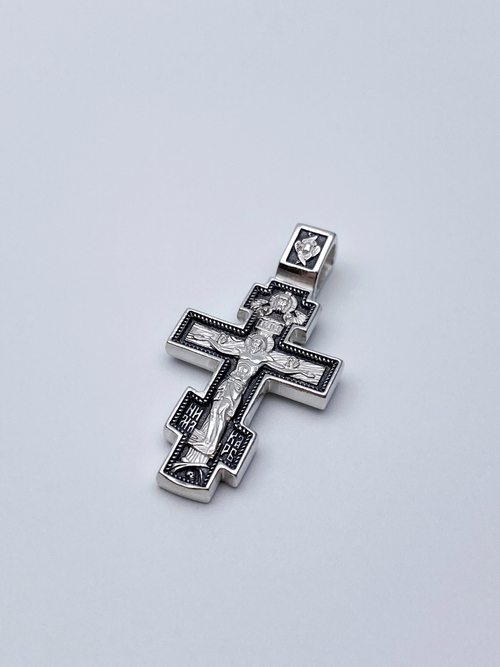 Крест из серебра/Частичное чернение/С подвижным ухом/Архангел Михаил