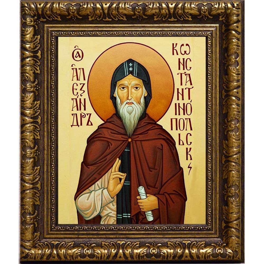 Александр Константинопольский Святой преподобный. Икона на холсте.