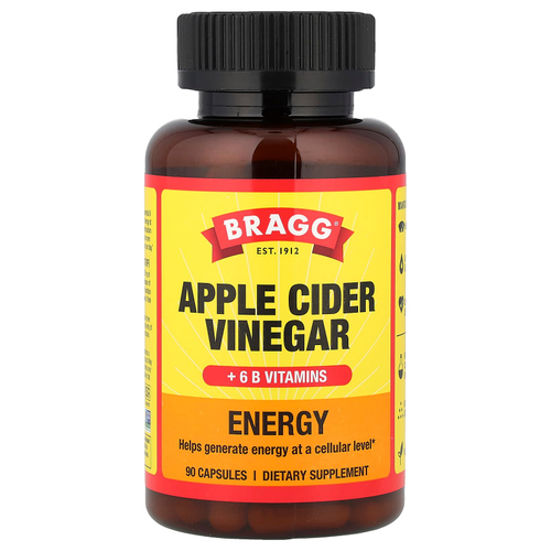 Bragg, Energy, яблочный уксус и 6 витаминов группы B, 90 капсул