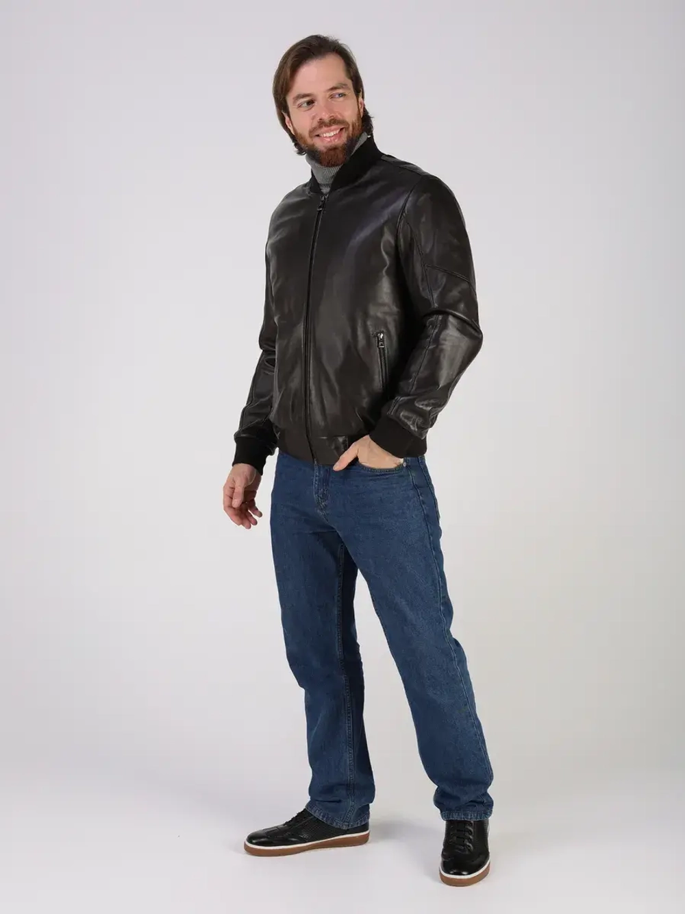 Кожаная куртка демисезонная Турция бомбер