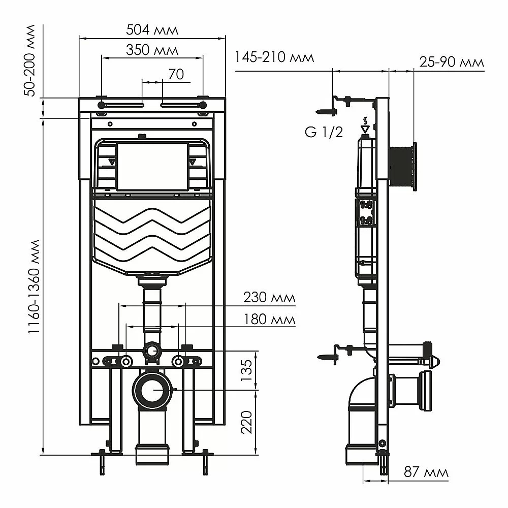 Инсталляция для унитаза WasserKraft Dinkel 58TLT.010.ME.CH03 с кнопкой хром