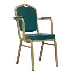 Стул Хит 25 с подлокотниками и широким сиденьем, экокожа pegas aqua, каркас шампань