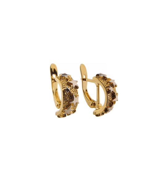 "Лесат" серьги в золотом покрытии из коллекции "Звездочет" от Jenavi  с английским замком