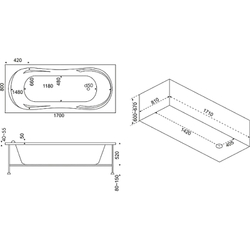 Акриловая ванна Bas (Бас) Ахин 170x80, с каркасом