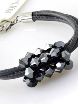 4716 Coeur de Lion браслет с кристаллами Сваровски и мягкой кожи серого цвета в 3 сложения.