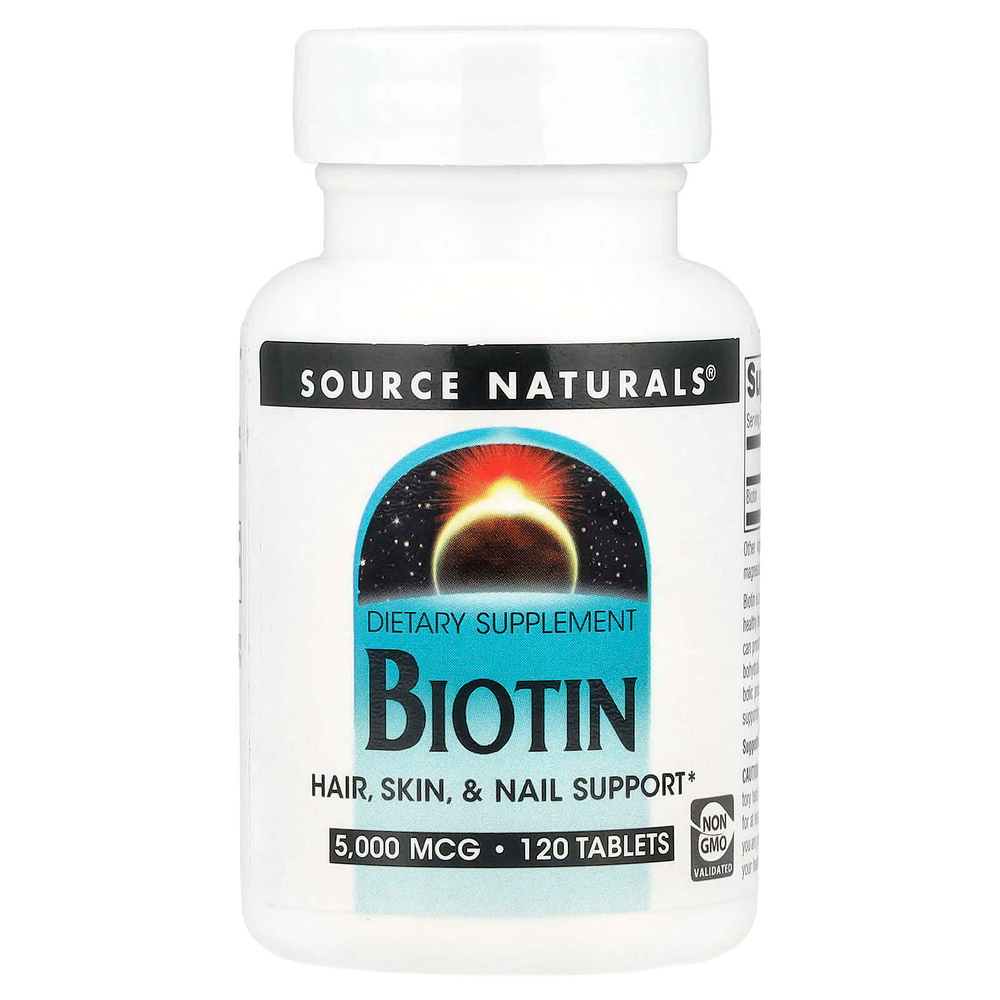 Source Naturals, Биотин, 5 мг, 120 таблеток