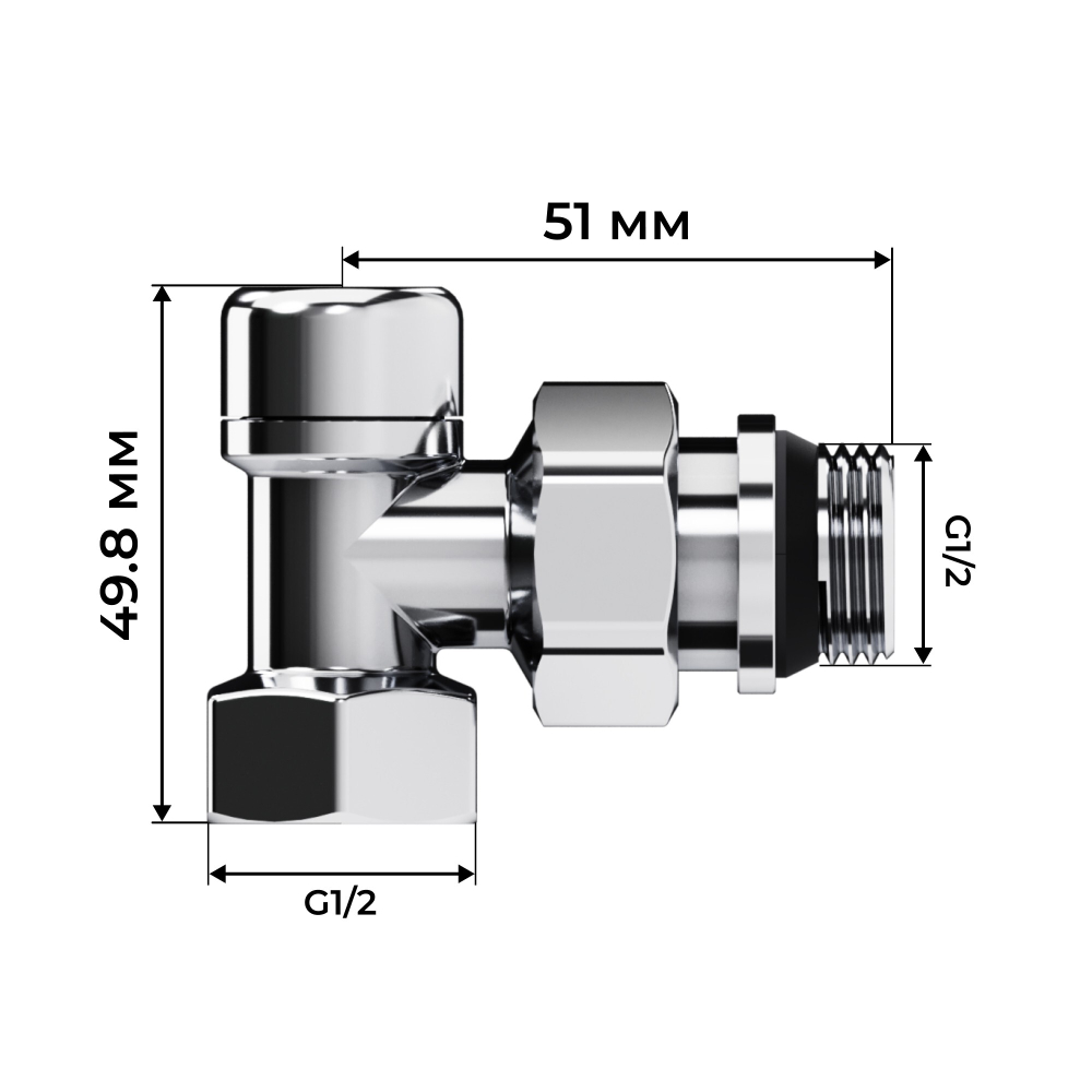 Набор термостатический угловой Royal Thermo Design 1/2quot;М30х1,5 (Хром)