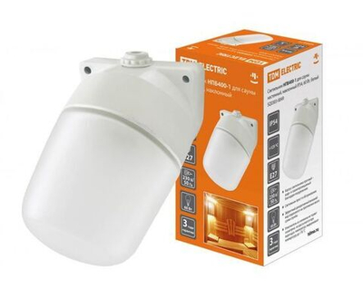 Настенный светильник для сауны TDM НПБ400-1, IP54, 60 Вт, белый, наклонный SQ0303-0049