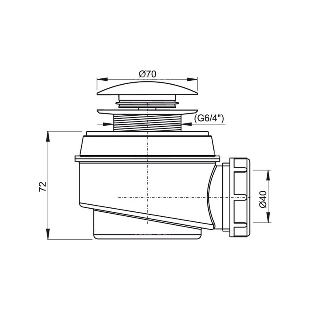 Сифон для ванны ROOK, Click-Clack, металл, A465-50