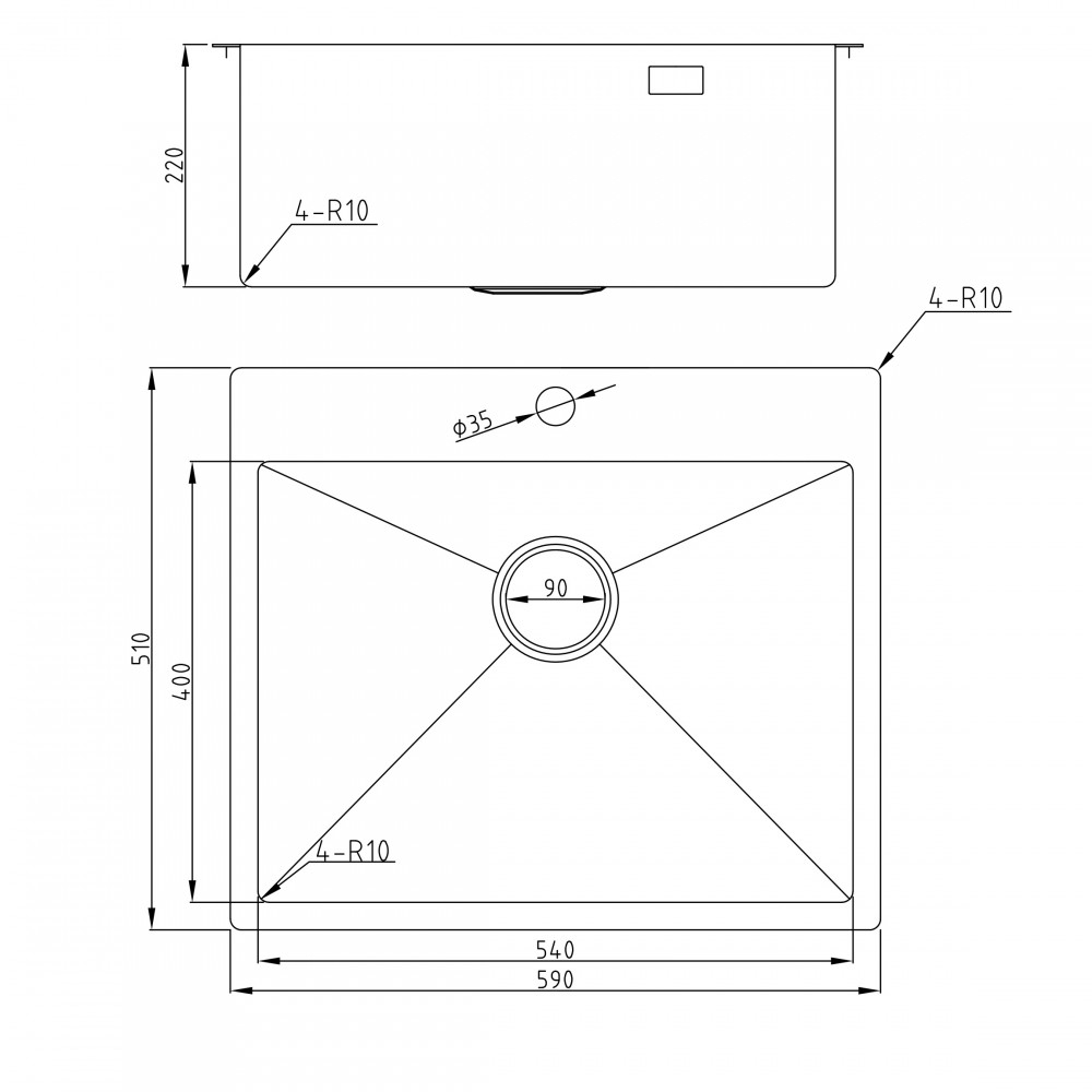 Мойка для кухни MILACIO Denia  59 Steel MC.77498 золото