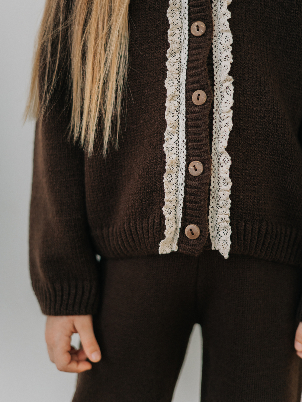 Кардиган вязаный с рюшкой, Шоколад