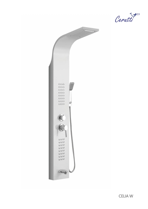 Панель CELIA W душевая из нержавеющей стали с форсунками Ceruttispa CT10402, цвет белый