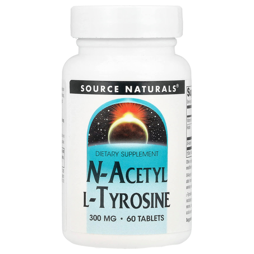 Source Naturals, N-ацетил L-тирозин, 300 мг, 60 таблеток